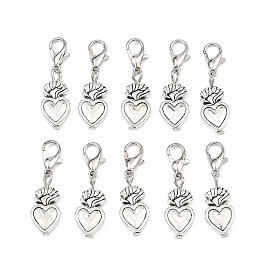 Decoraciones pendientes de la aleación, con aleación de zinc hebillas de pinza de langosta, corazón