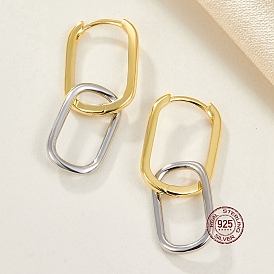 925 Sterling Silver Dangle Hoop Earrings for Women, Oval