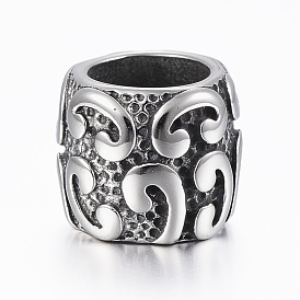 316 Surgical Stainless Steel Beads, Large Hole Beads, Column