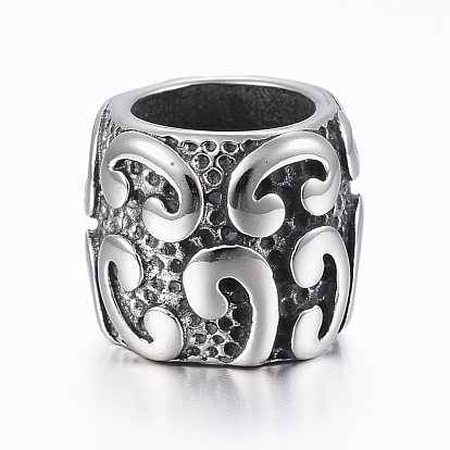 316 Surgical Stainless Steel Beads, Large Hole Beads, Column
