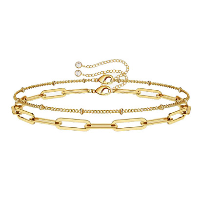 Bracelet double couche en chaîne trombone chic et minimaliste pour femmes à la mode