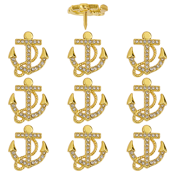 10 шт. Застежки для значков с якорем и крестом из сплава со стразами для рюкзака и одежды