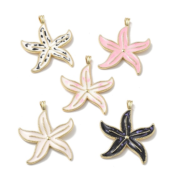 Латунь эмаль подвески, прелести морская звезда, долговечный, без кадмия и без свинца, стойки покрытие, реальный 18 k позолоченный