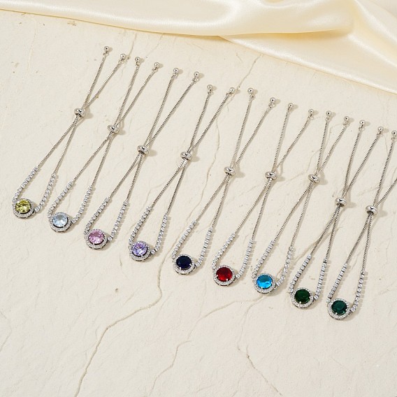 Регулируемые браслеты-слайдеры из латуни со стразами для женщин