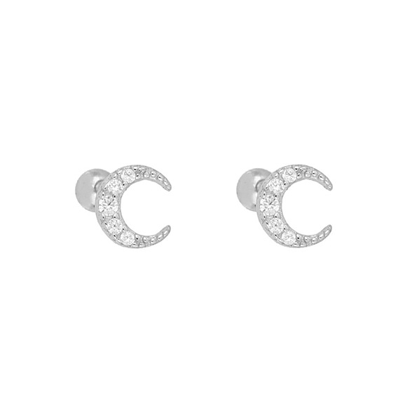 Латунные микро проложить серьги стержня кубического циркония, луна