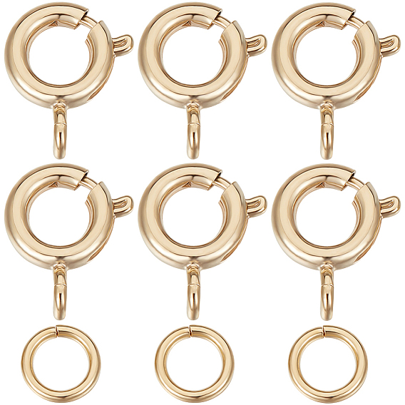 30шт. латунные пружинные застежки-кольца, без кадмия и без свинца, с латунными соединительными кольцами с покрытием стойки 30шт.