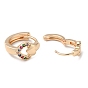 Rack Plating Brass Micro Pave Colorful Cubic Zirconia Hoop Earrings, Hollow Heart