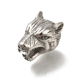 304 Stainless Steel Tibetan Style Beads, Wolf