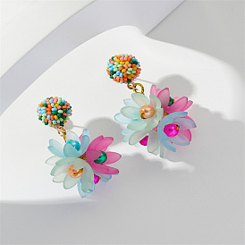 Handmade Colorful Earrings for Women - Unique European Design Flower Charms