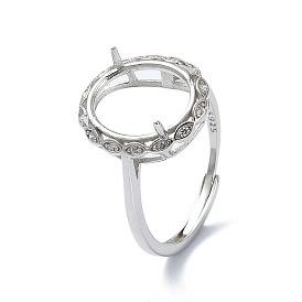 Adjustable 925 Sterling Silver Ring Components, with Cubic Zirconia