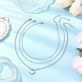 304 кулон в форме сердца из нержавеющей стали 3 многослойные цепочки для женщин, не тускнеет