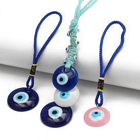 Devil's Eye Drip Oil Eye Round Cake Pendant Car Blue Eyes Keychain Retro Car Hanging Jewelry Batch