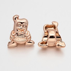 Cadmium Free & Nickel Free & Lead Free Alloy European Beads, Long-Lasting Plated, Large Hole Penguin Beads, 13x11x7mm, Hole: 5mm