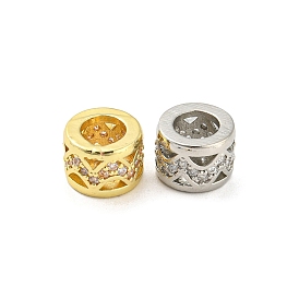 Micro cuivres ouvrent zircone cubique perles européennes, Perles avec un grand trou   , plaqué longue durée, sans plomb et sans cadmium, Colonne creuse