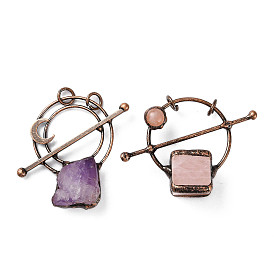 Природных драгоценных камней крупные кулоны, Круглые подвески из латуни цвета красной меди/луны с кольцами-прыгунами