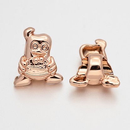 Cadmium Free & Nickel Free & Lead Free Alloy European Beads, Long-Lasting Plated, Large Hole Penguin Beads, 13x11x7mm, Hole: 5mm