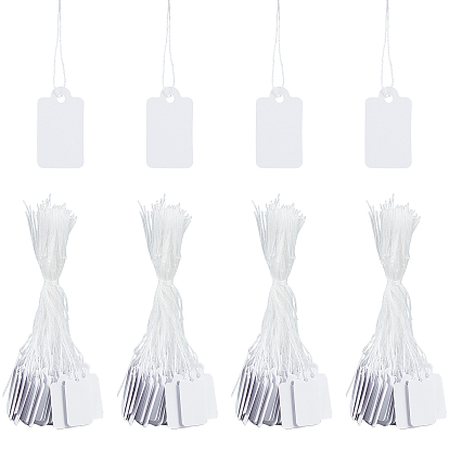 1600шт белые прямоугольные ювелирные ценники, ценник товара со строкой, ценовой бумажный дисплей для товарных бирок