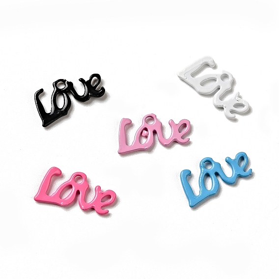 Spray Painted 201 Stainless Steel Charms, Word Love Charm