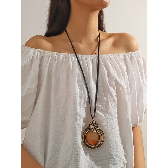 Ожерелья из сплава стекла с подвеской черного вощеного шнура для женщин