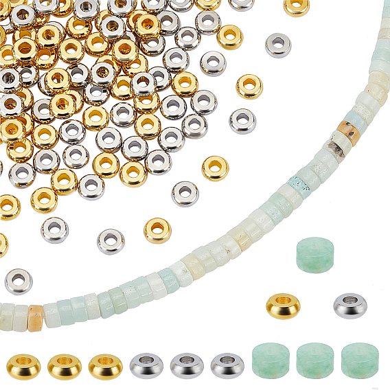 Nbeads 167Pcs Natural Flower Amazonite Heishi Beads for DIY Jewelry Making, with 100Pcs Brass Spacer Beads