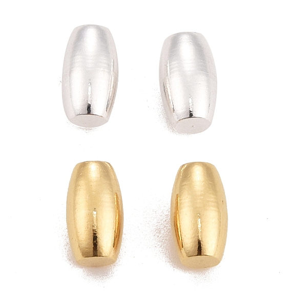 Rack Plating Eco-friendly Brass Beads, Half-hole, Lead Free & Cadmium Free, Long-Lasting Plated, Barrel