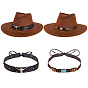 2Pcs 2 Styles PU Leather & Polyester Hat Band, for Cowboy Hat, Bend Brim Fedora Hat, Straw Hat Decoration