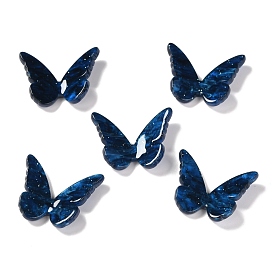 Opaque Resin Cabochons, with Glitter Powder, for DIY Earring Accessories, Butterfly