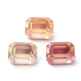 Electroplate K9 Glass Rhinestone Cabochons, Point Back & Back Plated, Faceted, Rectangle