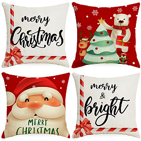 Christmas Pillowcase Cartoon Santa Claus Linen Pillow Home Lumbar Cushion Pillowcase