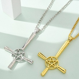 Христианский кулон в виде перевернутого креста и звезды из сплава, подвеска на витой цепочке для женщин, Крест Святого Петра
