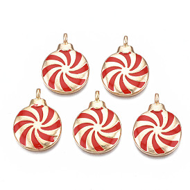 Crémaillère placage pendentifs en émail d'alliage, sans cadmium et sans nickel et sans plomb, rond plat avec motif moulin à vent