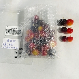 36Pcs Plastic Pendants, with Golden Tone CCB Plastic Loops, Cherry Charms