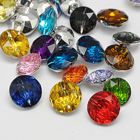 Taiwan Acrylic Rhinestone Buttons, Faceted, 1-Hole, Flat Round