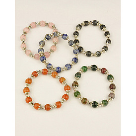 Браслеты Gemstone способа, с тибетского стиля шарик крышки, 55 мм