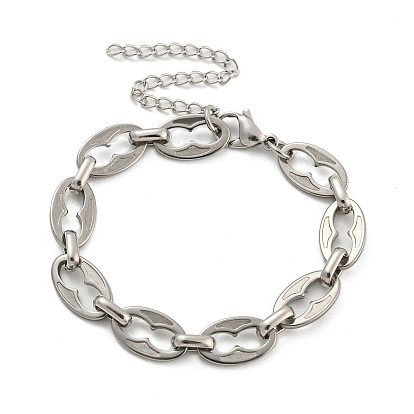 304 Stainless Steel Oval Link Chains Bracelets for Men & Women