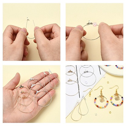 Kit de fabrication de boucles d'oreilles créoles à géométrie en laiton, bricolage