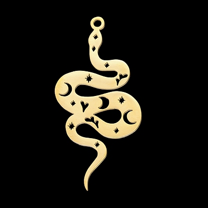 304 Stainless Steel Pendants, Laser Cut, Ion Plating(IP), Snake