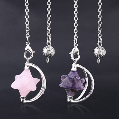 Биолокационные маятники с наконечником из драгоценных камней, с платиновой и латунной фурнитурой, звезда