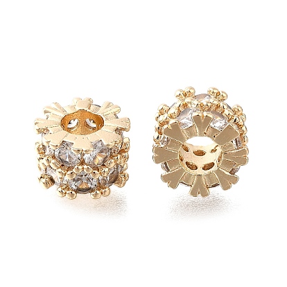Brass Micro Pave Clear Cubic Zirconia Beads, Column