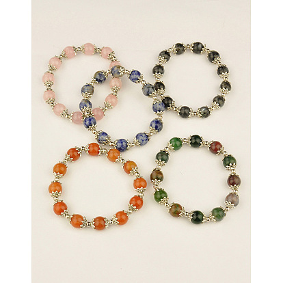 Браслеты Gemstone способа, с тибетского стиля шарик крышки, 55 мм