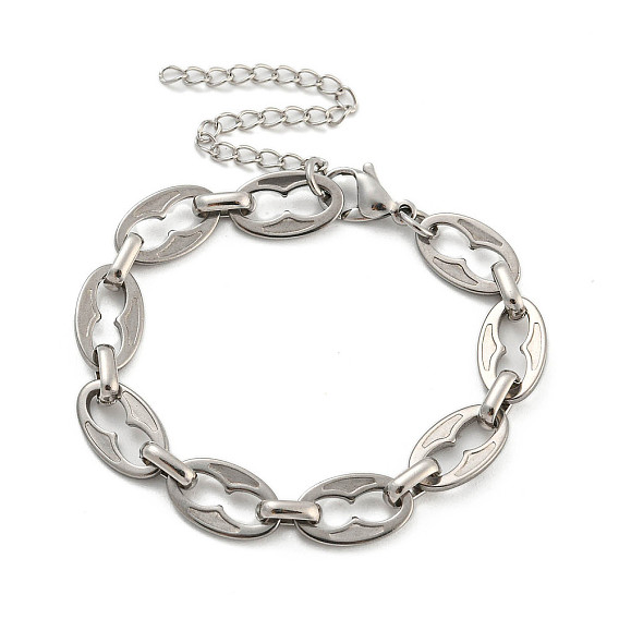 304 Stainless Steel Oval Link Chains Bracelets for Men & Women