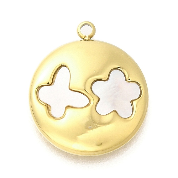 Ионное покрытие (IP) 304 подвески в виде ракушек из нержавеющей стали, плоский круглый с цветными чарами