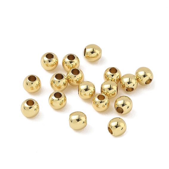 Brass Solid Beads, Nickel Free, Long-Lasting Plated, Rondelle