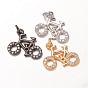 Bronce colgantes cúbicos del zirconia, bicicleta, aaa grado, sin cadmio y níque y plomo, 12x15x2 mm, agujero: 2 mm