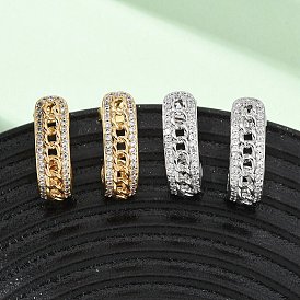 Серьги-гвоздики из латунного микро-паве, цепочка-оберег