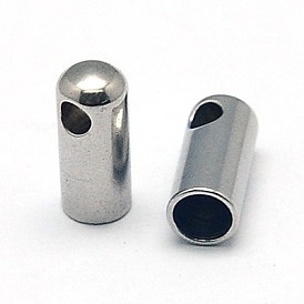 304 Stainless Steel Cord Ends, Tube, 7.5x3mm, Hole: 1.5mm
