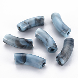 Abalorios de acrílico opacos, estilo de imitación de piedras preciosas, tubo curvado