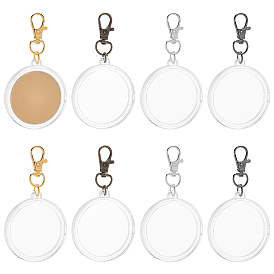 8 pièces 4 styles pendentif porte-monnaie en acrylique décoration, avec fermoir en alliage, plat rond