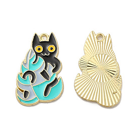 Alloy Enamel Pandants, Lead Free & Cadmium Free, for Halloween, Cat Charm