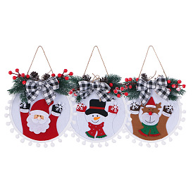 Cloth Pendant Decorations, for Christmas Tree Hanging Ornament, Christmas Wreath with Santa Claus/Snowman/Reindeer